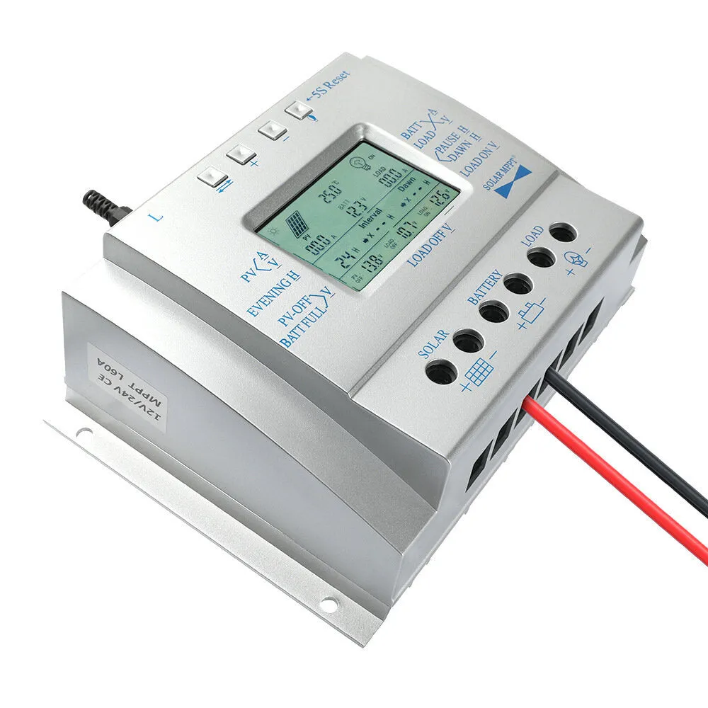 12V 24V 60A PWM Solar Charging Controller LED Display Over-charging Overloaded Protection