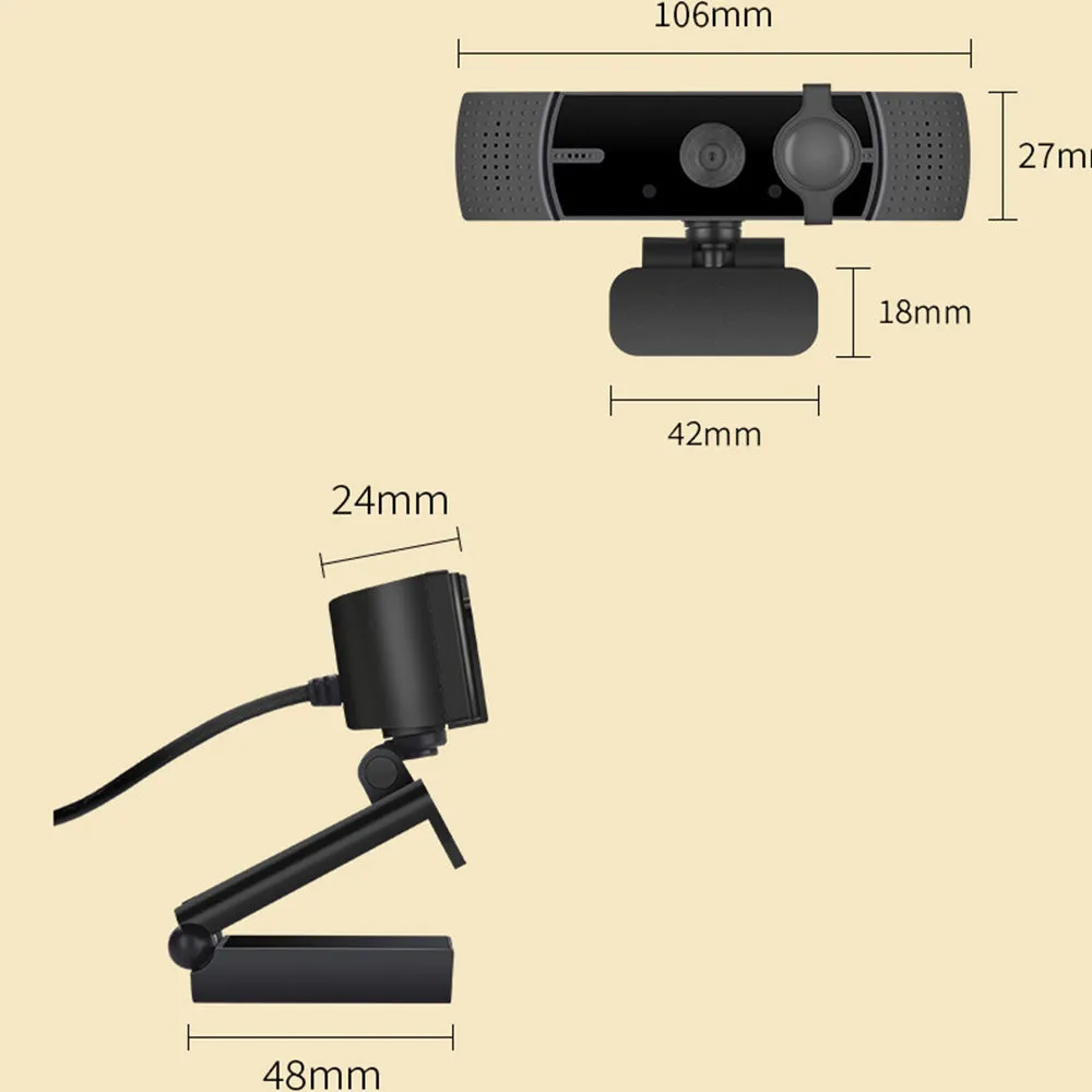 2K Webcam with Microphone 1080P HD USB Web Camera for Live Recording Online Conference