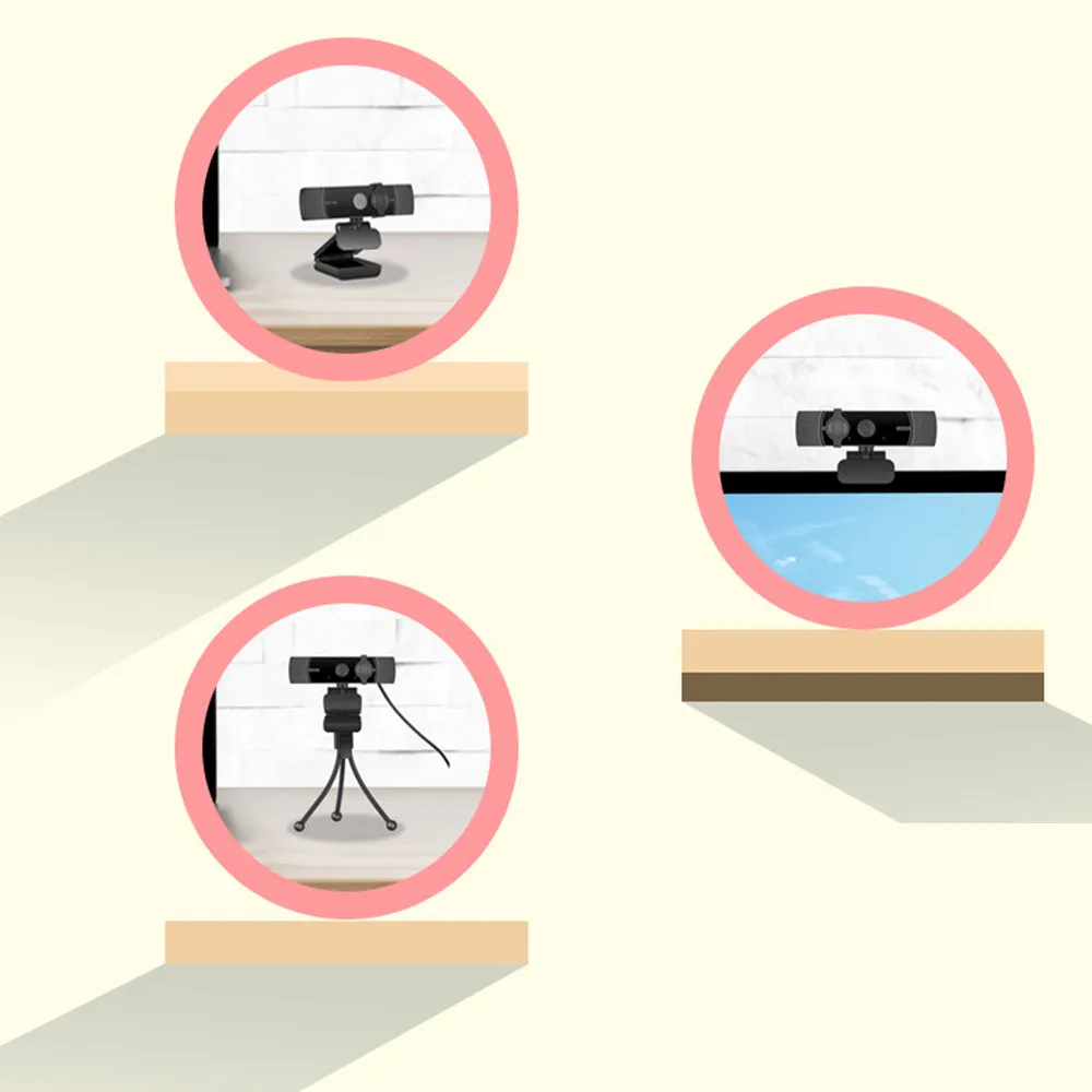 2K Webcam with Microphone 1080P HD USB Web Camera for Live Recording Online Conference