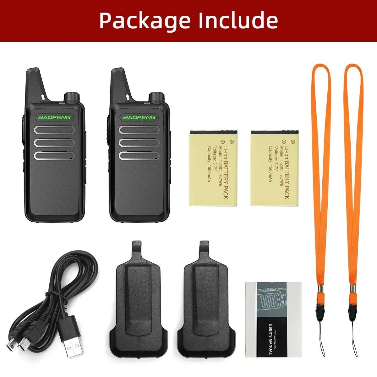 2PCS Mini Walkie Talkie Baofeng BF-T20 PortableTwo Way Radio Charging USB VOX For BF-C9 BF-888S KD-C1 for Station Hotel Hunting