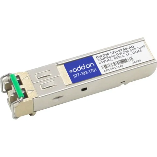 Addon Cisco Dwdm-Sfp-5736 Compatible Taa Compliant 1000Base-Dwdm 100Ghz Sfp Transceiver (Smf, 1557.36Nm, 80Km, Lc, Dom)