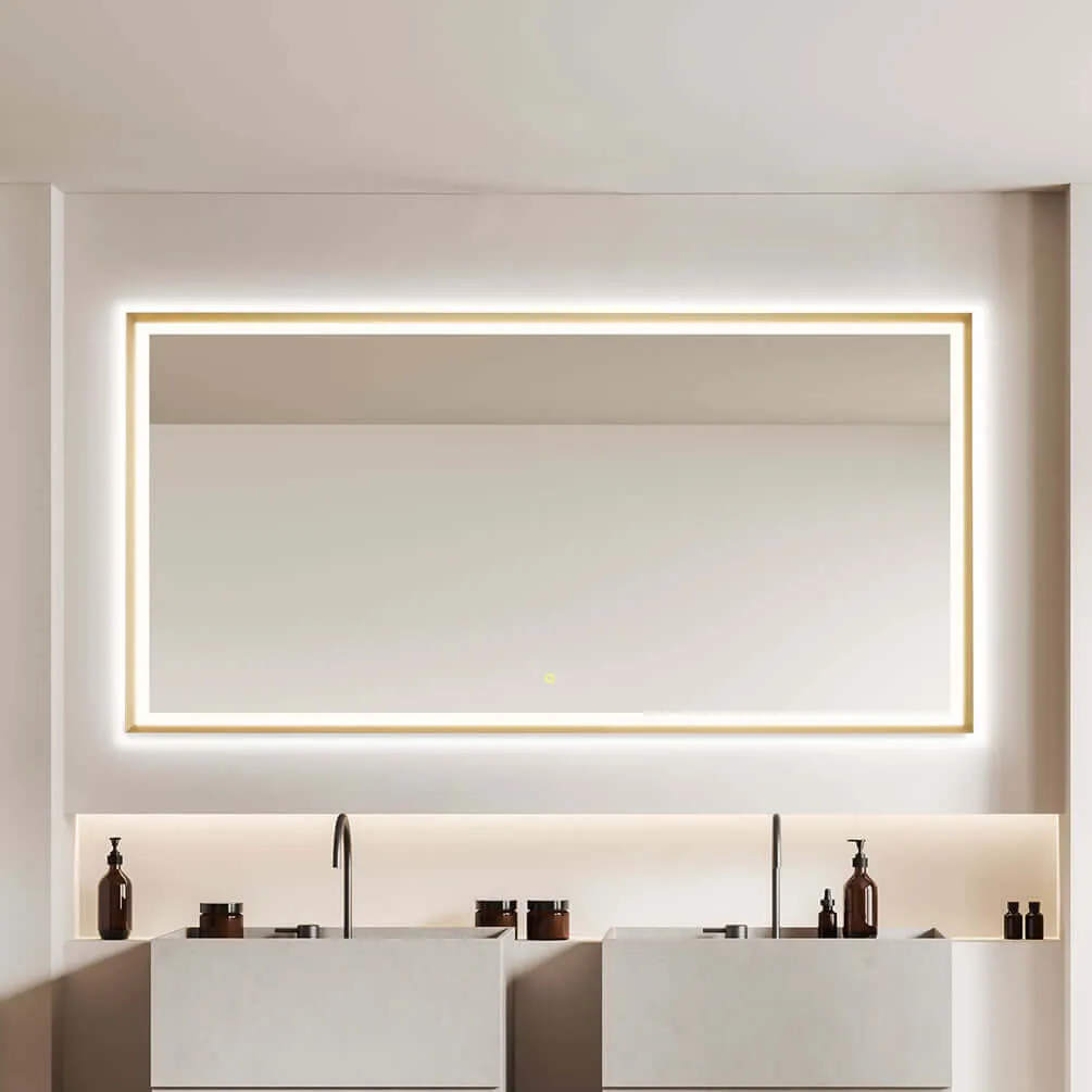 Altair Anti-Fog Dimmable Bathroom LED Vanity Mirror, Matte Black or Gold - 3 Sizes 60" to 84"