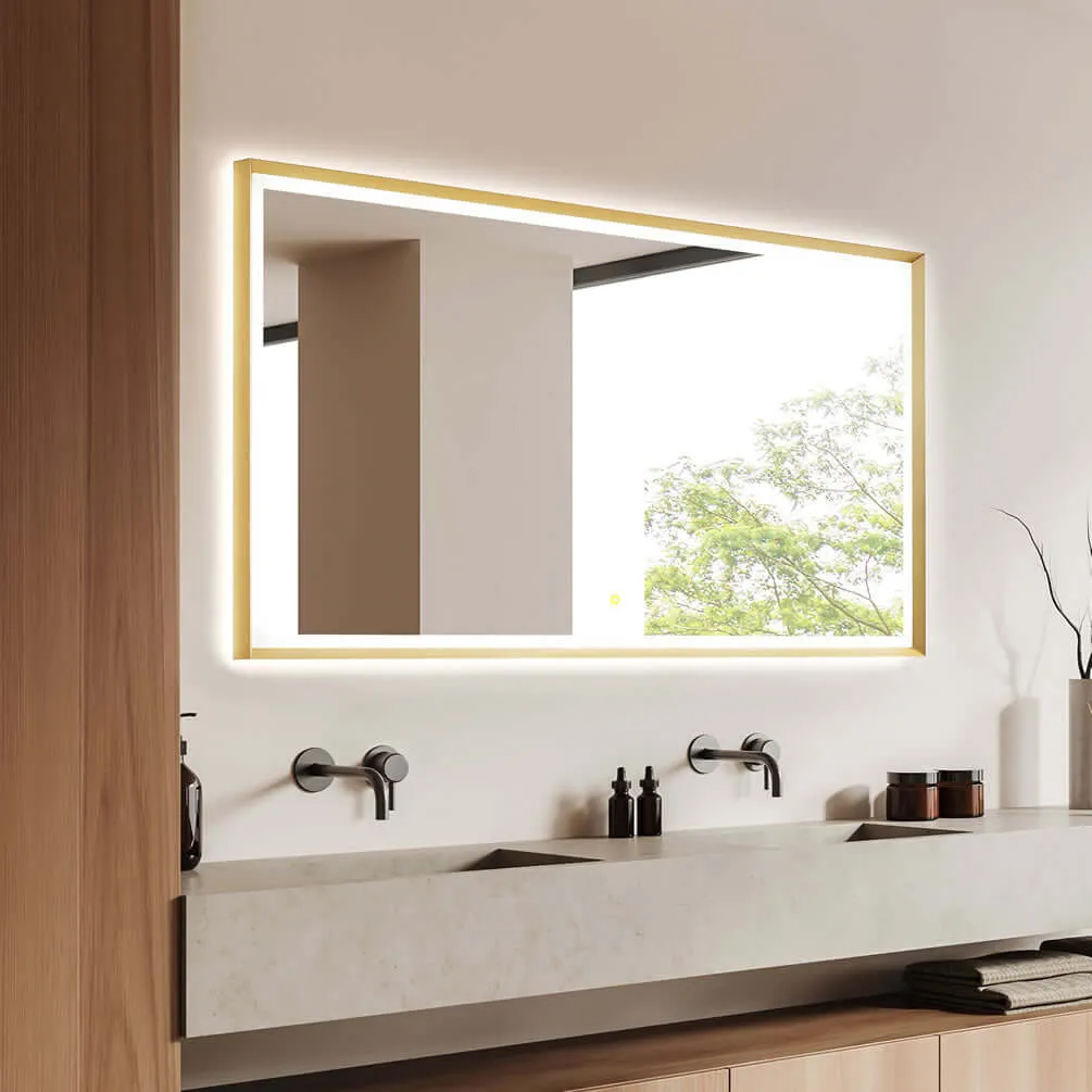 Altair Anti-Fog Dimmable Bathroom LED Vanity Mirror, Matte Black or Gold - 3 Sizes 60" to 84"