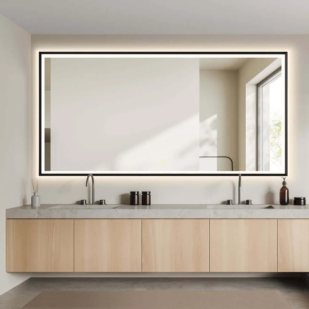 Altair Anti-Fog Dimmable Bathroom LED Vanity Mirror, Matte Black or Gold - 3 Sizes 60" to 84"