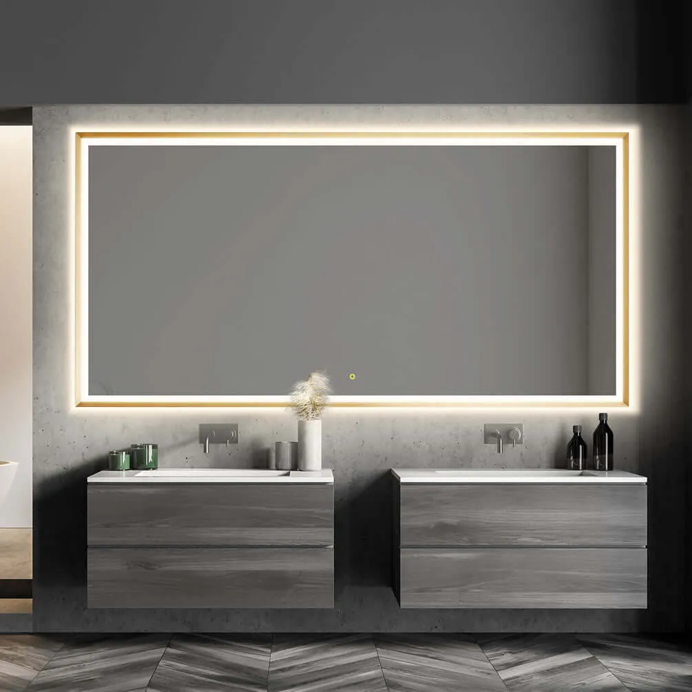 Altair Anti-Fog Dimmable Bathroom LED Vanity Mirror, Matte Black or Gold - 3 Sizes 60" to 84"