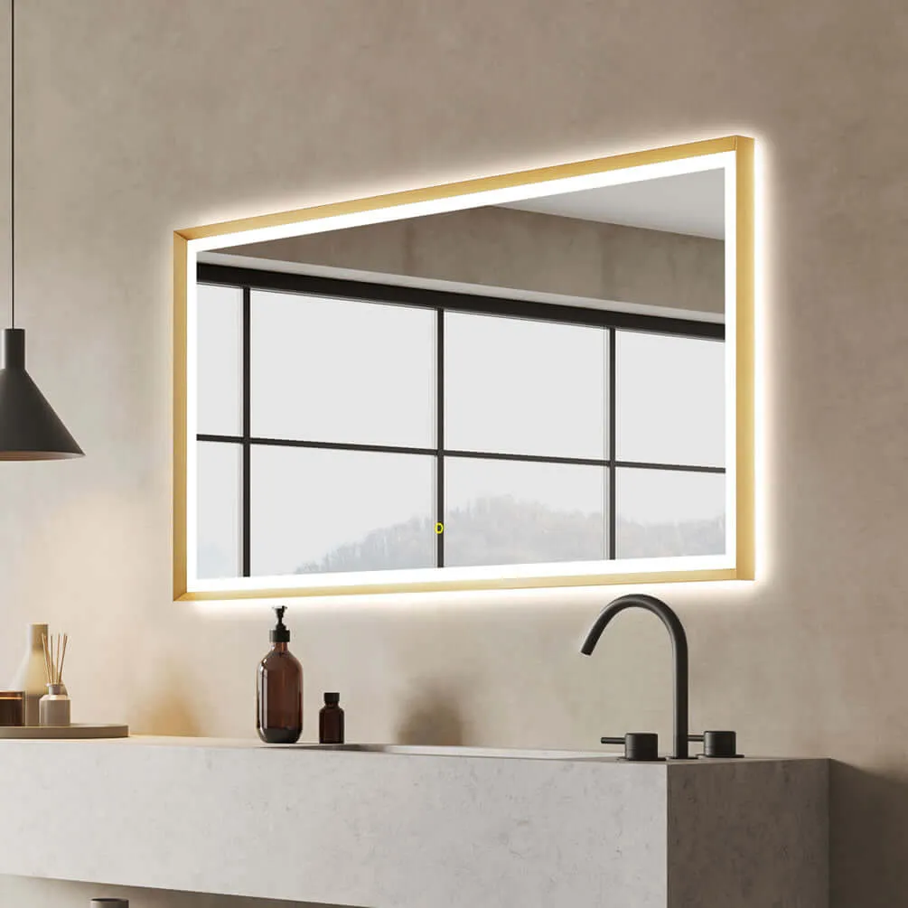 Altair Anti-Fog Dimmable Bathroom LED Vanity Mirror, Matte Black or Gold - 3 Sizes 60" to 84"