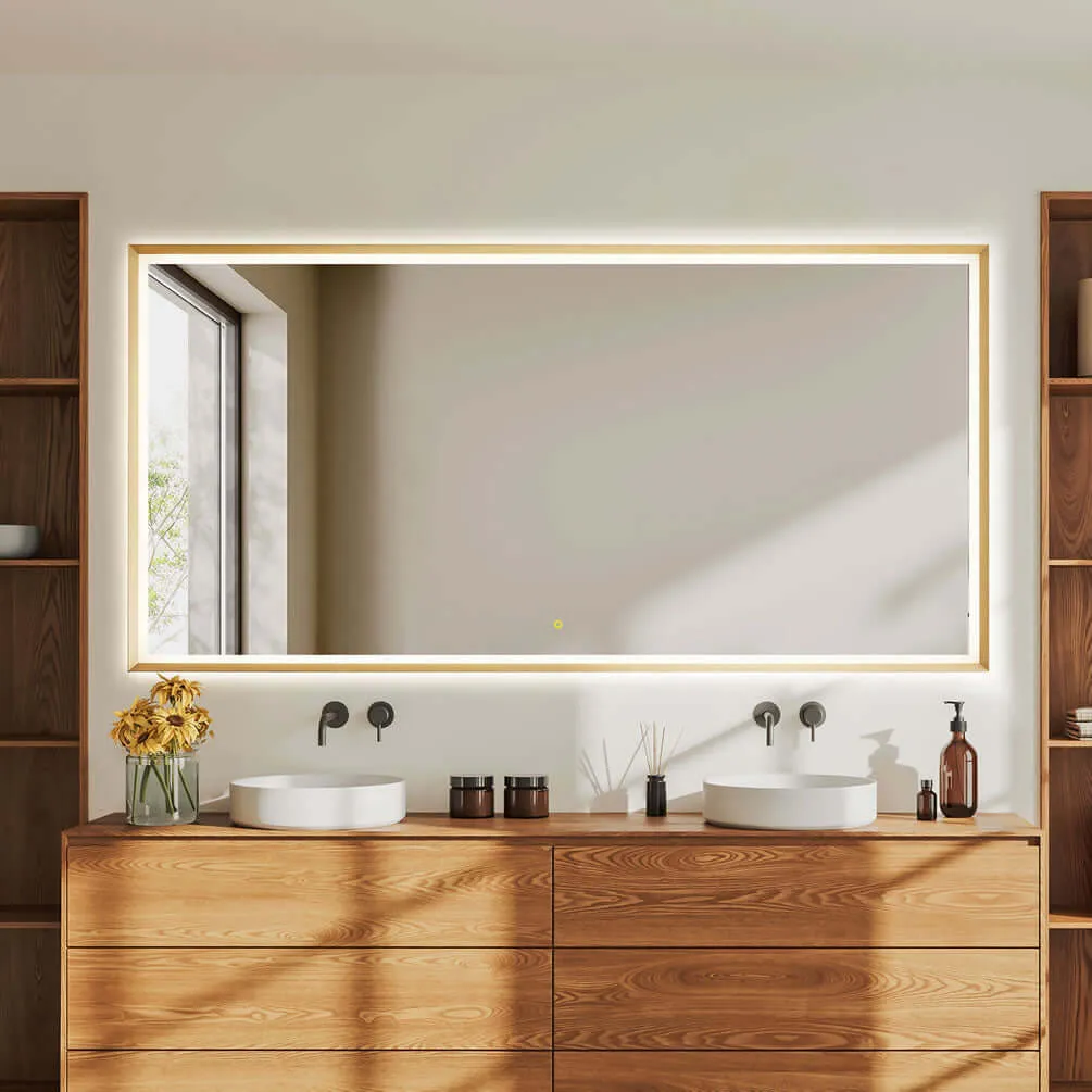 Altair Anti-Fog Dimmable Bathroom LED Vanity Mirror, Matte Black or Gold - 3 Sizes 60" to 84"