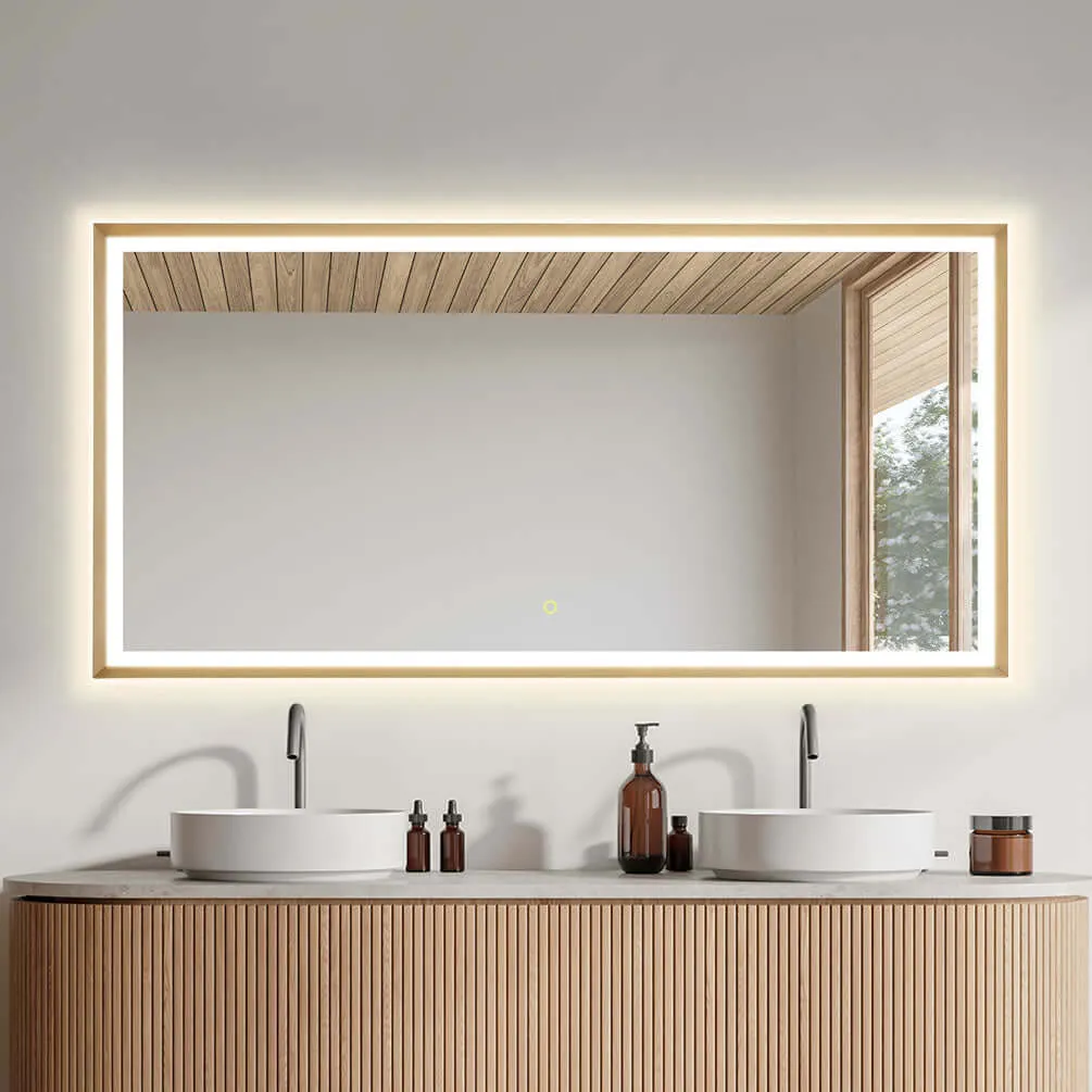 Altair Anti-Fog Dimmable Bathroom LED Vanity Mirror, Matte Black or Gold - 3 Sizes 60" to 84"