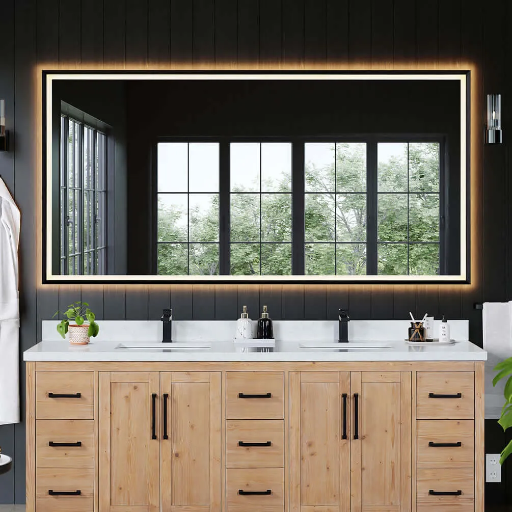Altair Anti-Fog Dimmable Bathroom LED Vanity Mirror, Matte Black or Gold - 3 Sizes 60" to 84"