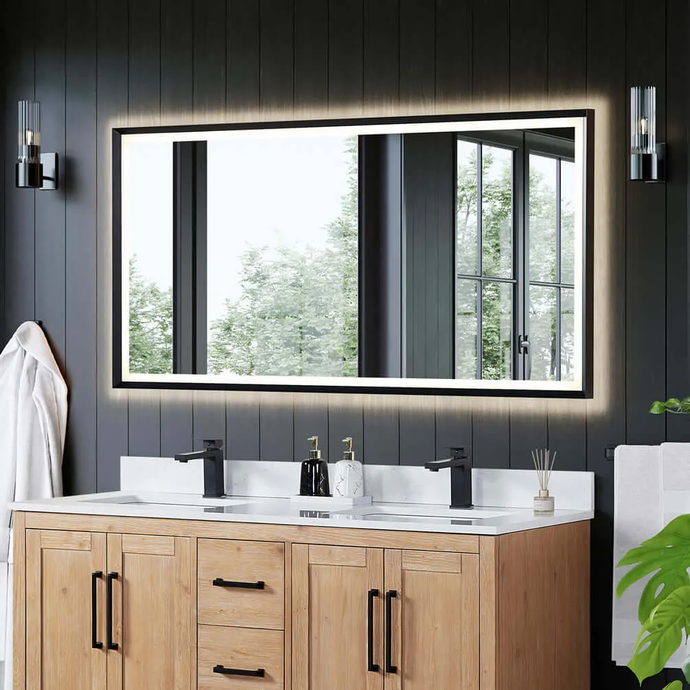 Altair Anti-Fog Dimmable Bathroom LED Vanity Mirror, Matte Black or Gold - 3 Sizes 60" to 84"