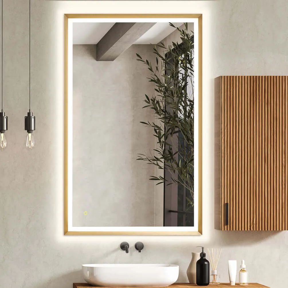 Altair Anti-Fog Dimmable Bathroom LED Vanity Mirror, Matte Black or Gold - 3 Sizes up to 48"