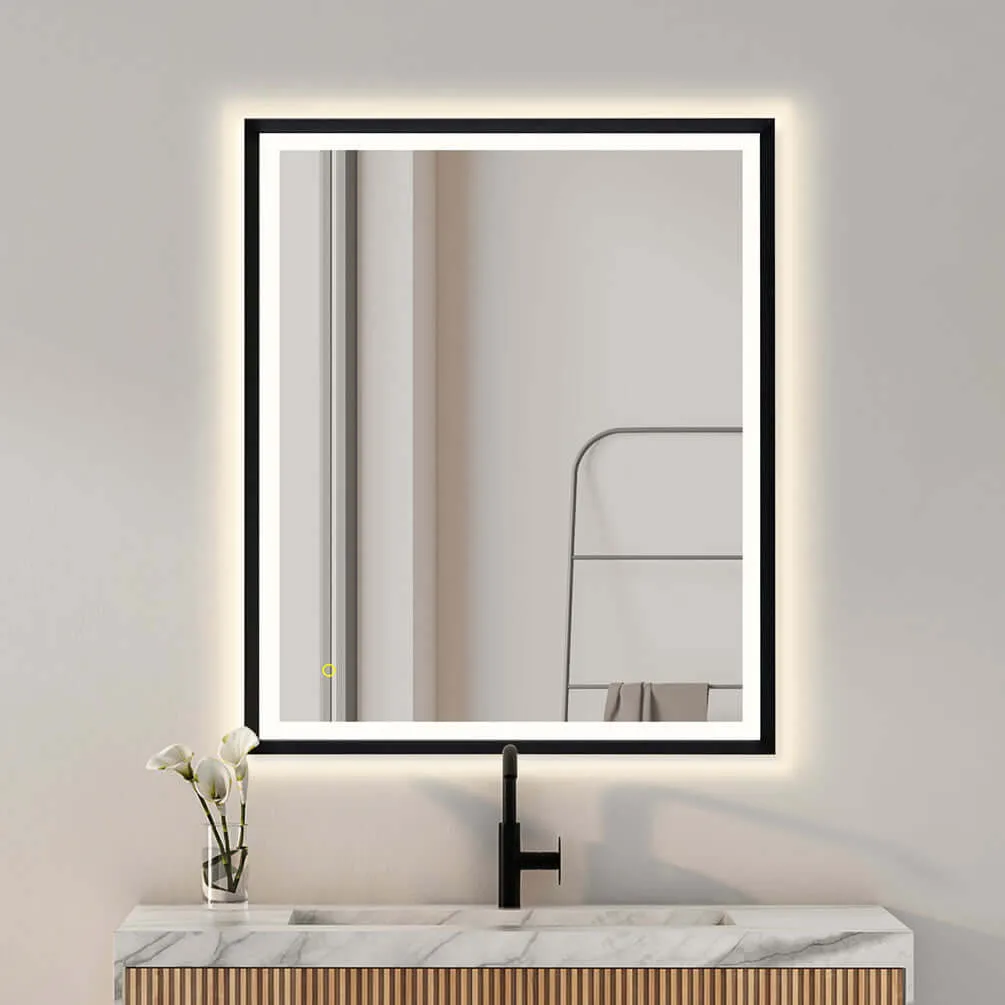 Altair Anti-Fog Dimmable Bathroom LED Vanity Mirror, Matte Black or Gold - 3 Sizes up to 48"