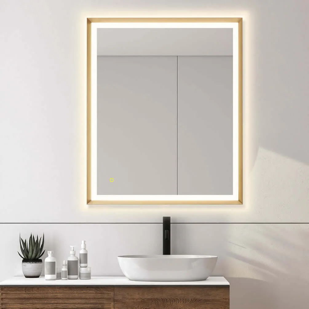 Altair Anti-Fog Dimmable Bathroom LED Vanity Mirror, Matte Black or Gold - 3 Sizes up to 48"