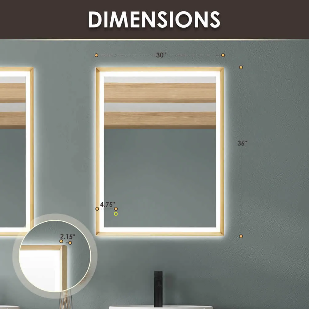 Altair Anti-Fog Dimmable Bathroom LED Vanity Mirror, Matte Black or Gold - 3 Sizes up to 48"