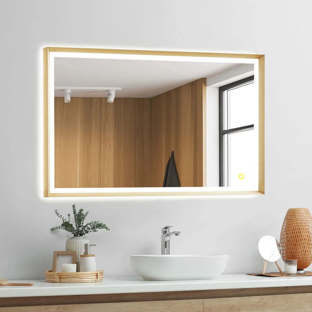 Altair Anti-Fog Dimmable Bathroom LED Vanity Mirror, Matte Black or Gold - 3 Sizes up to 48"