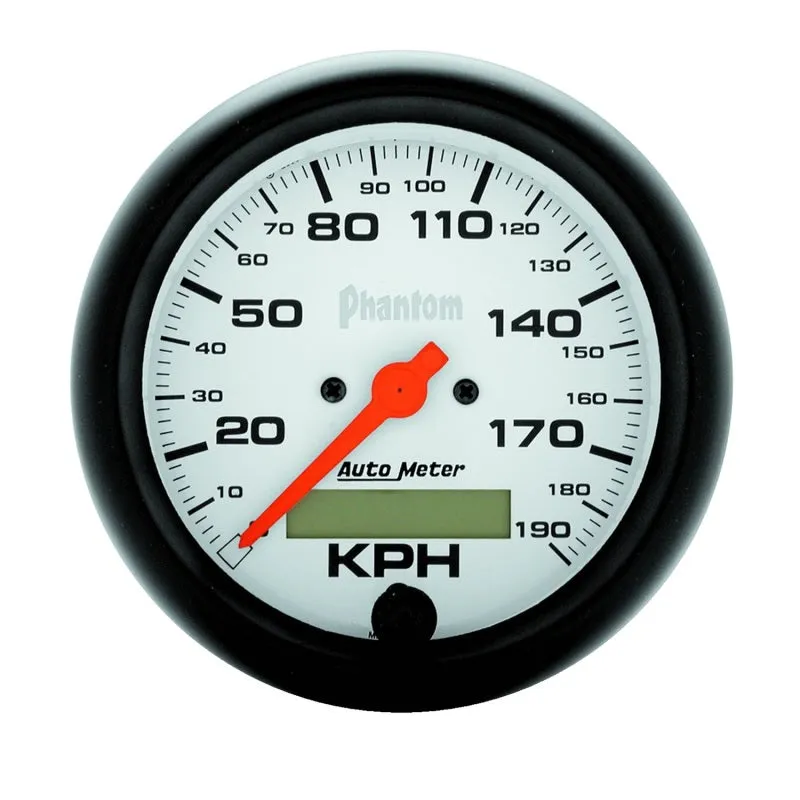 Auto Meter Phantom 190 KPH Speedometer - Electric - Analog - 3-3/8 in Diameter - Programmable - White Face