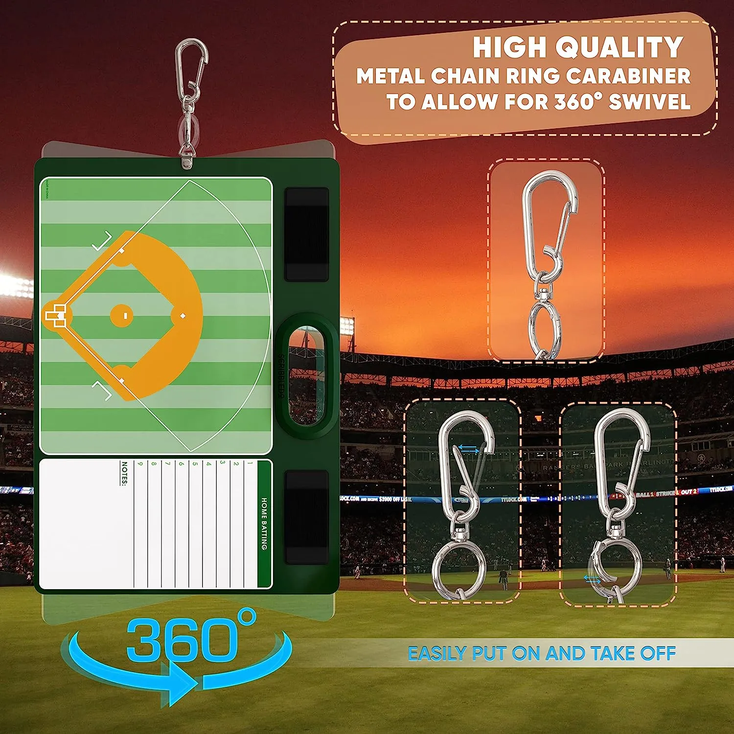Baseball Double Sided Board for Coaches 15"x10.5" with Markers