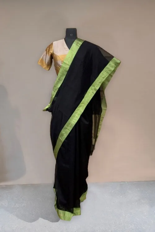 Black saree with green border