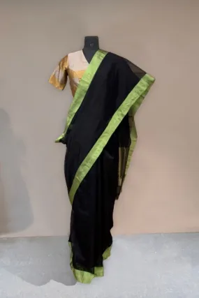 Black saree with green border