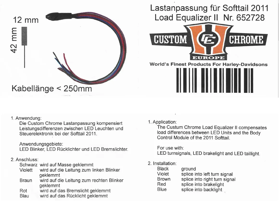 CAN-BUS Load Equaliser for Harley-Davidson with LED Turn Signals/Tail Light - Custom Chrome 652728
