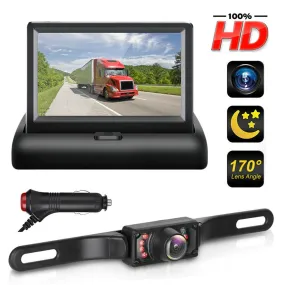 Car Backup Camera Reverse Rear View Camera with 4.3 Inch Foldable