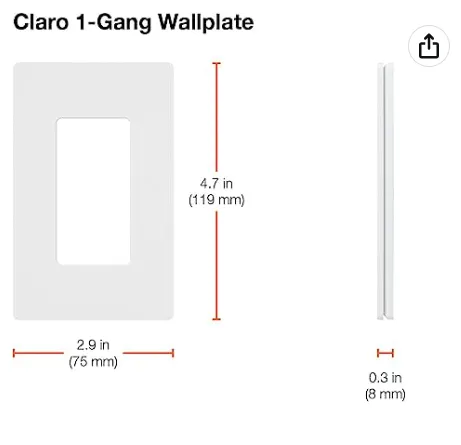 Claro 1-Gang Wallplate (White) | CW-1-WH