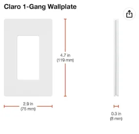 Claro 1-Gang Wallplate (White) | CW-1-WH