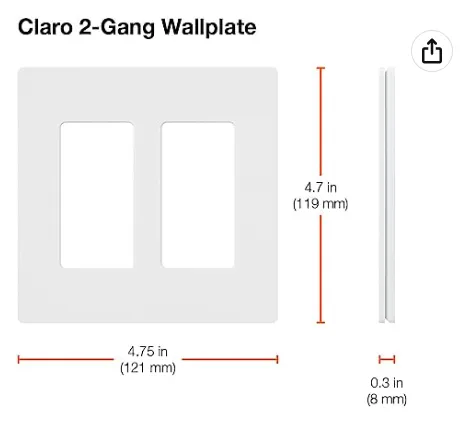 Claro 2-Gang Wallplate (White) | CW-2-WH