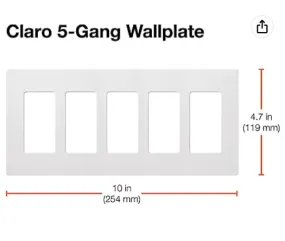 Claro 5-Gang Wallplate (White) | CW-5-WH