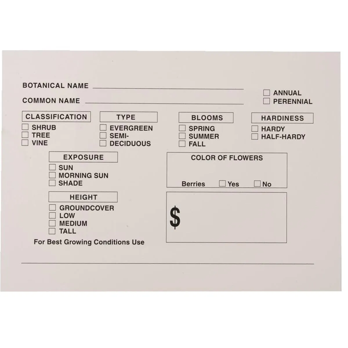 Colmet Plant Information Cards
