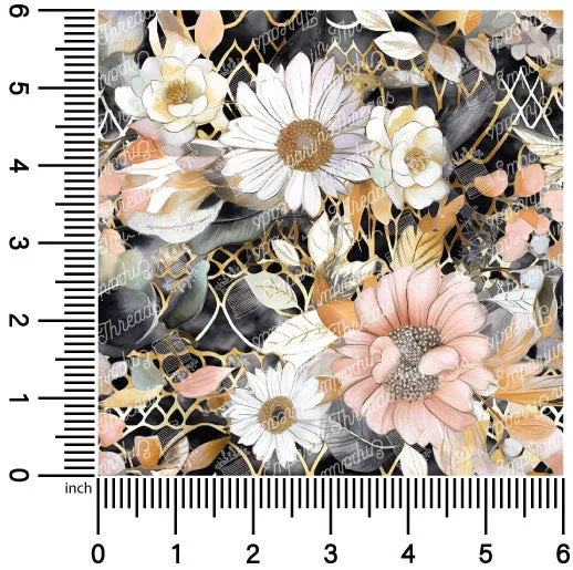 Dark Floral Geo Toss | 18" Vinyl Roll