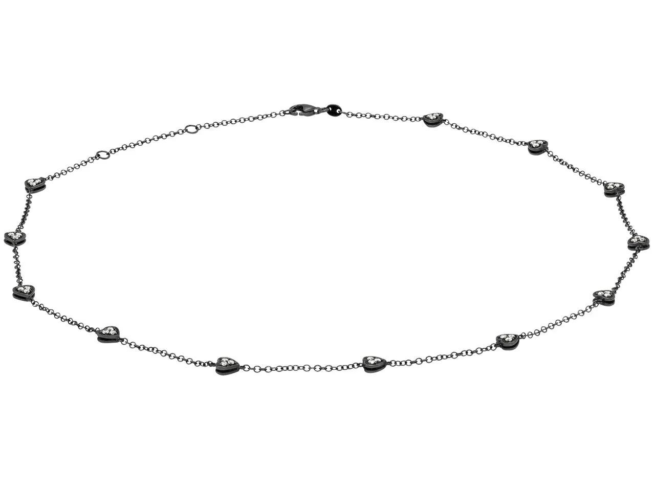 Diamond Heart Necklace in 18K Blackened Gold