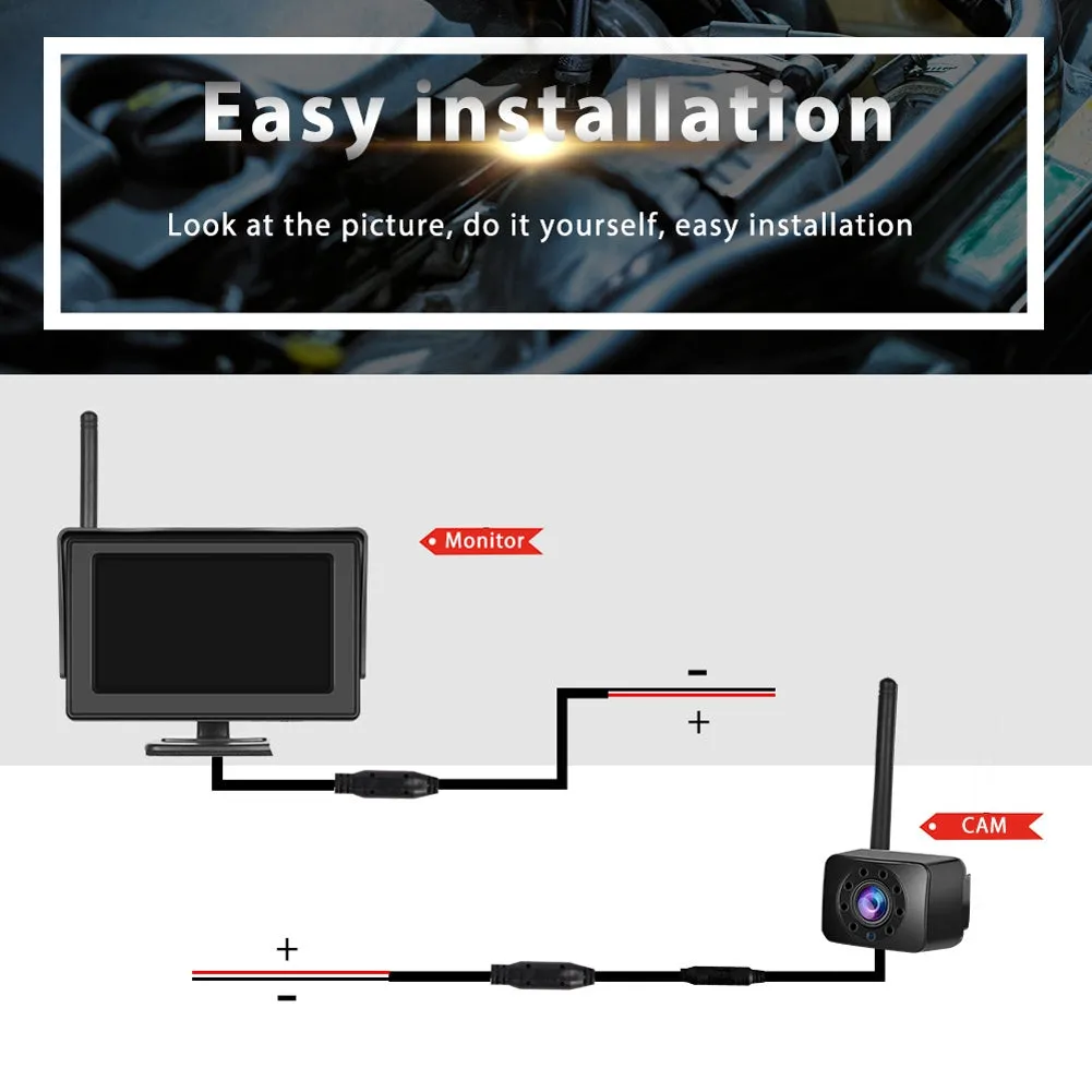 Digital Wireless Car Monitor 4.3 Inch Lcd Display Night Vision