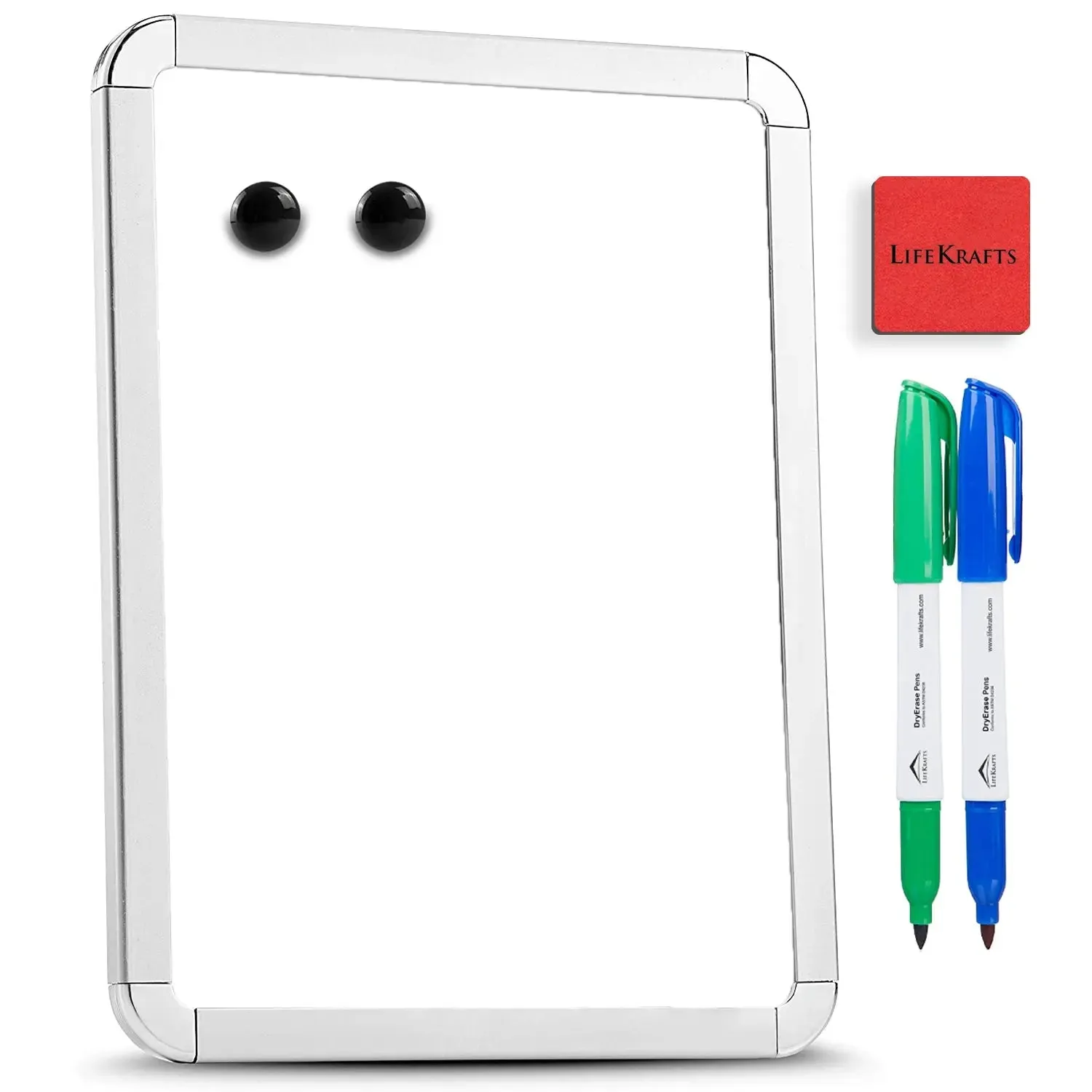 Dry Erase Magnetic White Board (11 x 14)inches with 2 Pens and 1 Eraser
