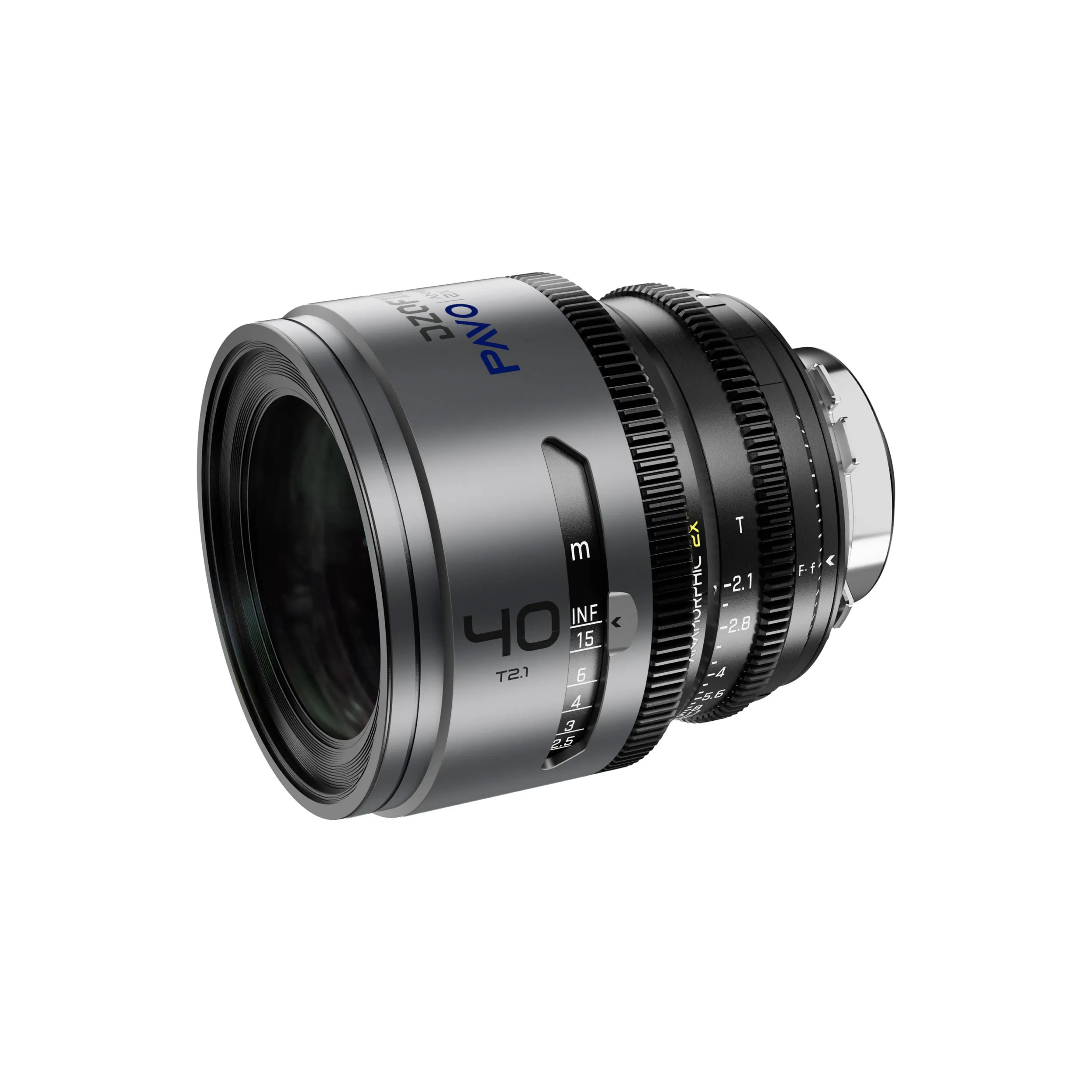 DZOFilm Pavo 2x anamorphic 6-lens set 28/32/40/55/75/100mm T2.1 - T2.4 (100mm) Blue Coating- PL&EF mount (feet)