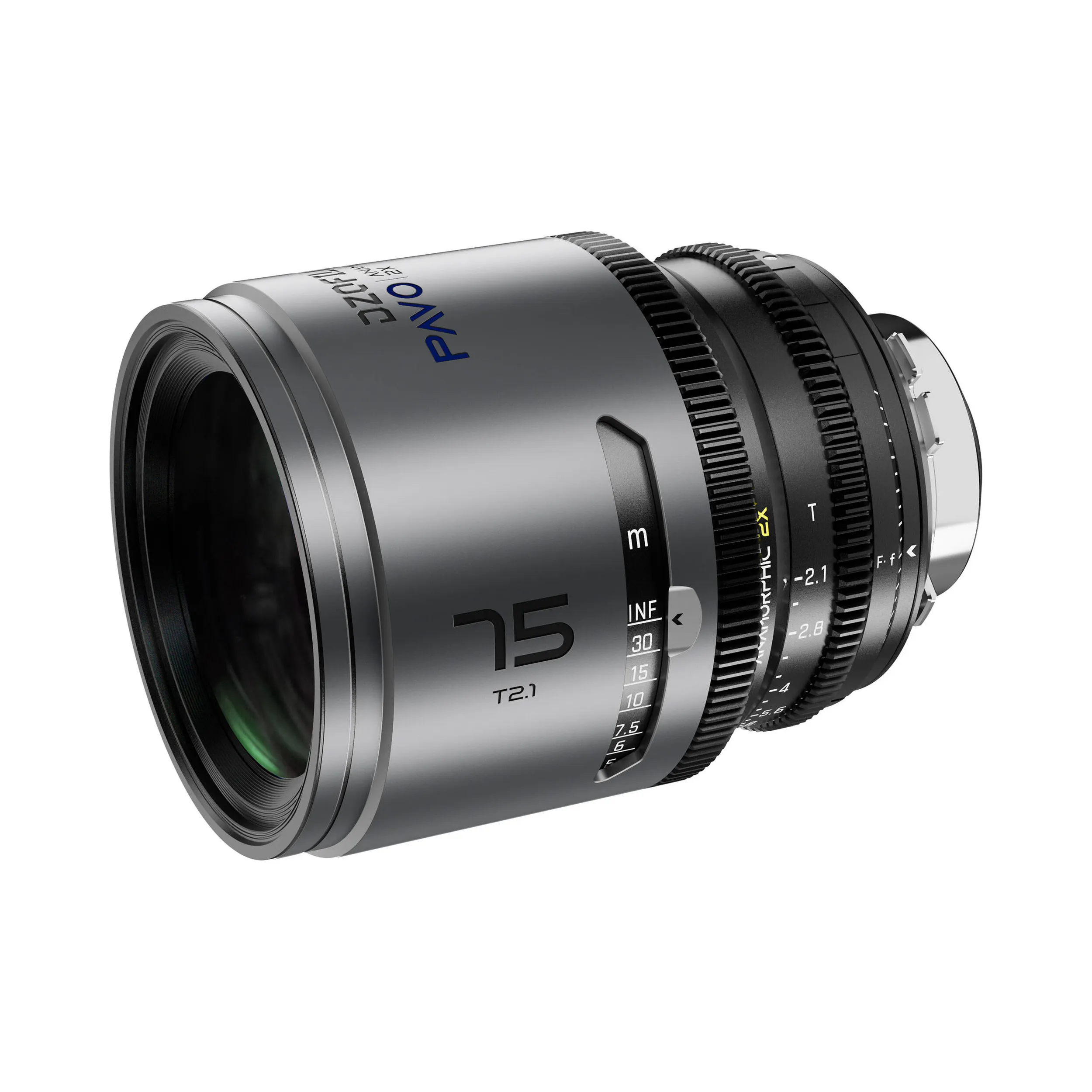 DZOFilm Pavo 2x anamorphic 6-lens set 28/32/40/55/75/100mm T2.1 - T2.4 (100mm) Blue Coating- PL&EF mount (feet)