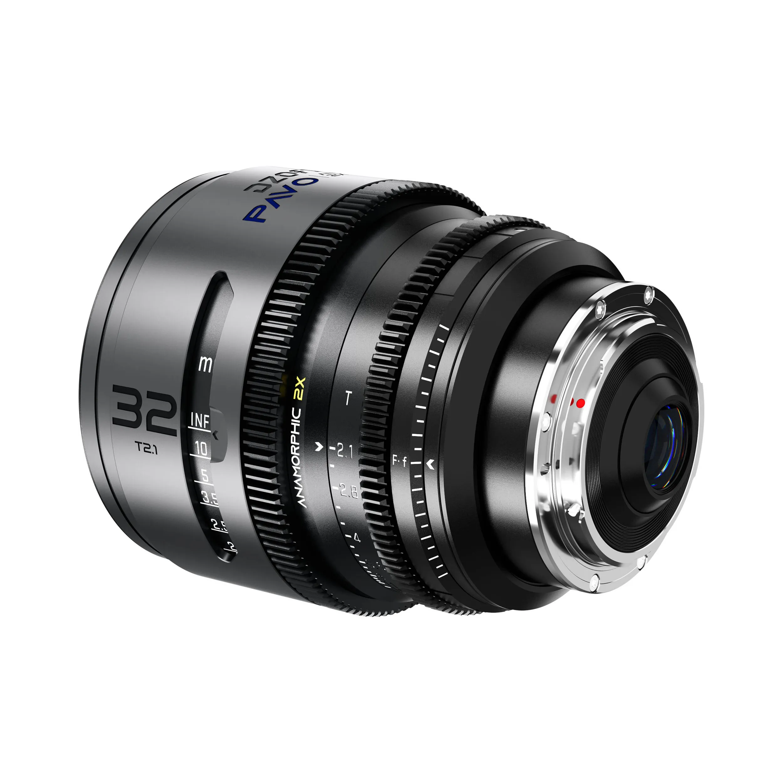 DZOFilm Pavo 2x anamorphic 6-lens set 28/32/40/55/75/100mm T2.1 - T2.4 (100mm) Blue Coating- PL&EF mount (feet)