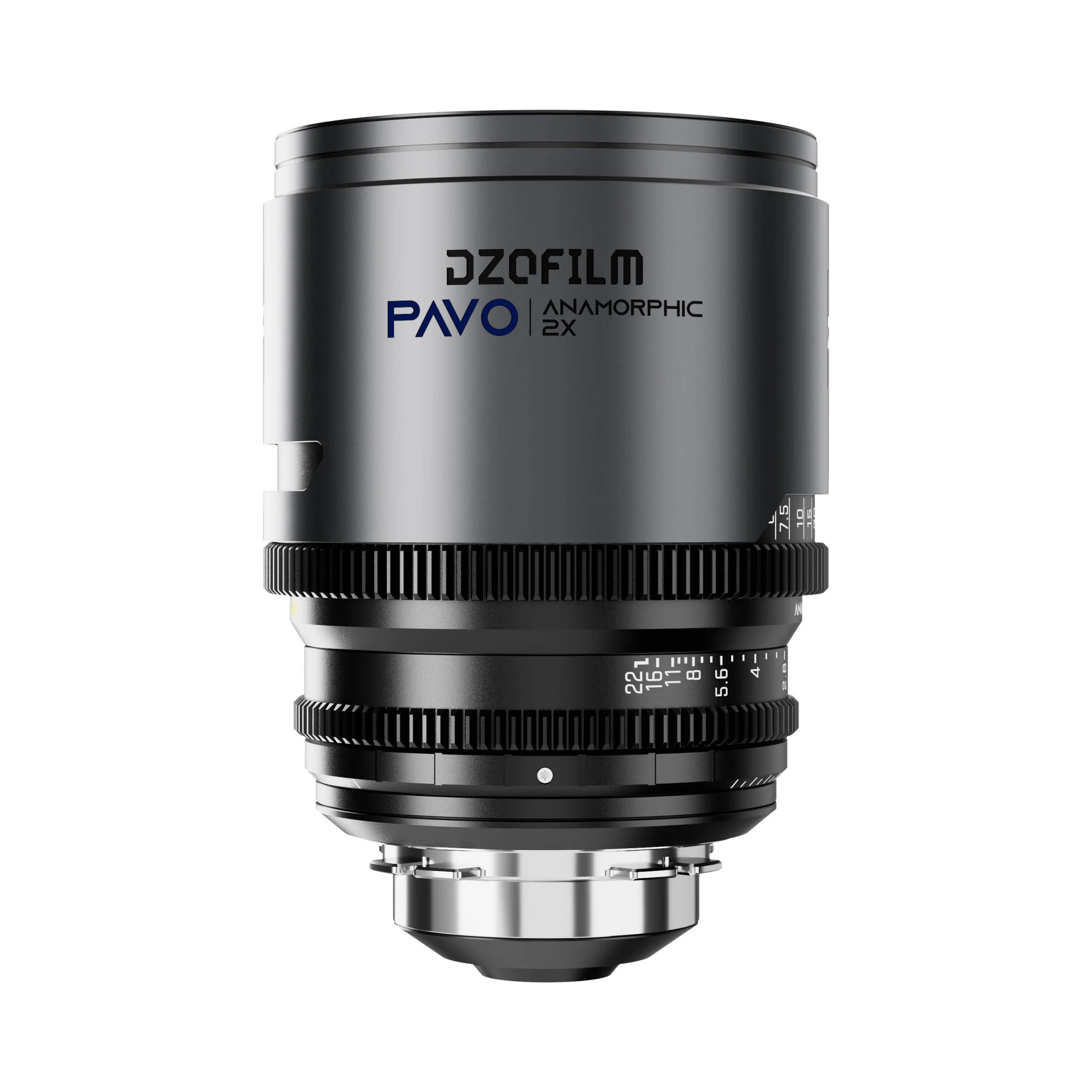 DZOFilm Pavo 2x anamorphic 6-lens set 28/32/40/55/75/100mm T2.1 - T2.4 (100mm) Blue Coating- PL&EF mount (feet)
