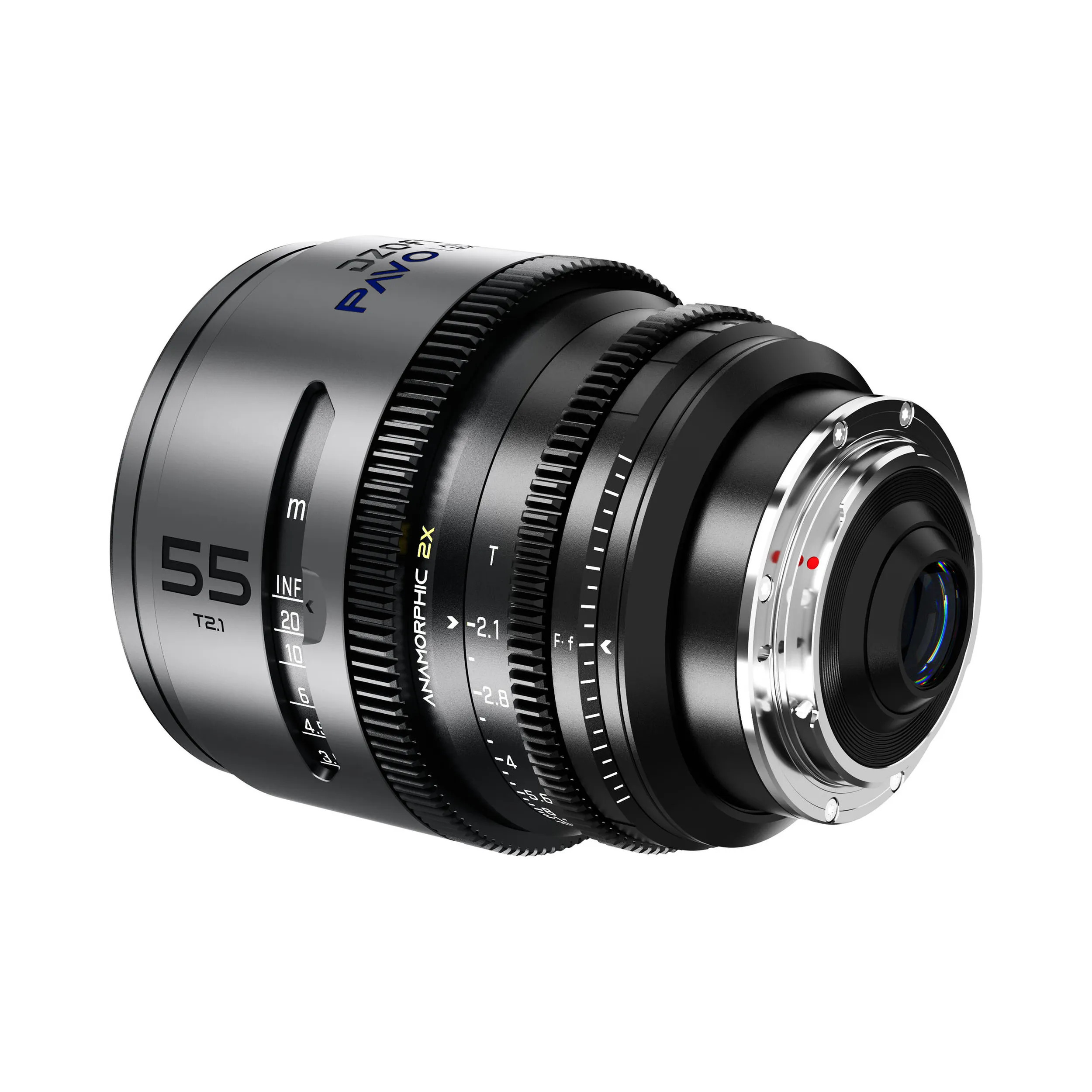 DZOFilm Pavo 2x anamorphic 6-lens set 28/32/40/55/75/100mm T2.1 - T2.4 (100mm) Blue Coating- PL&EF mount (feet)