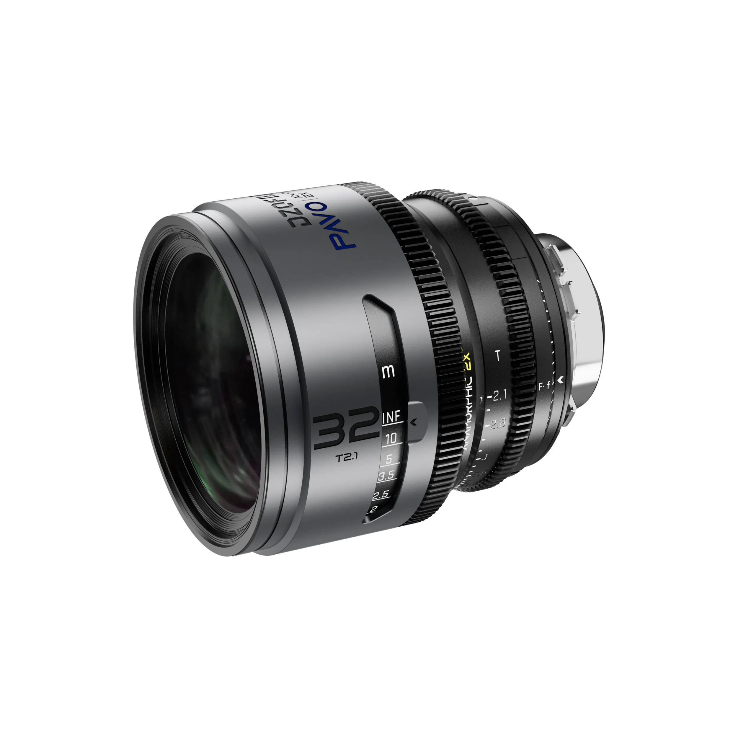 DZOFilm Pavo 2x anamorphic 6-lens set 28/32/40/55/75/100mm T2.1 - T2.4 (100mm) Blue Coating- PL&EF mount (feet)