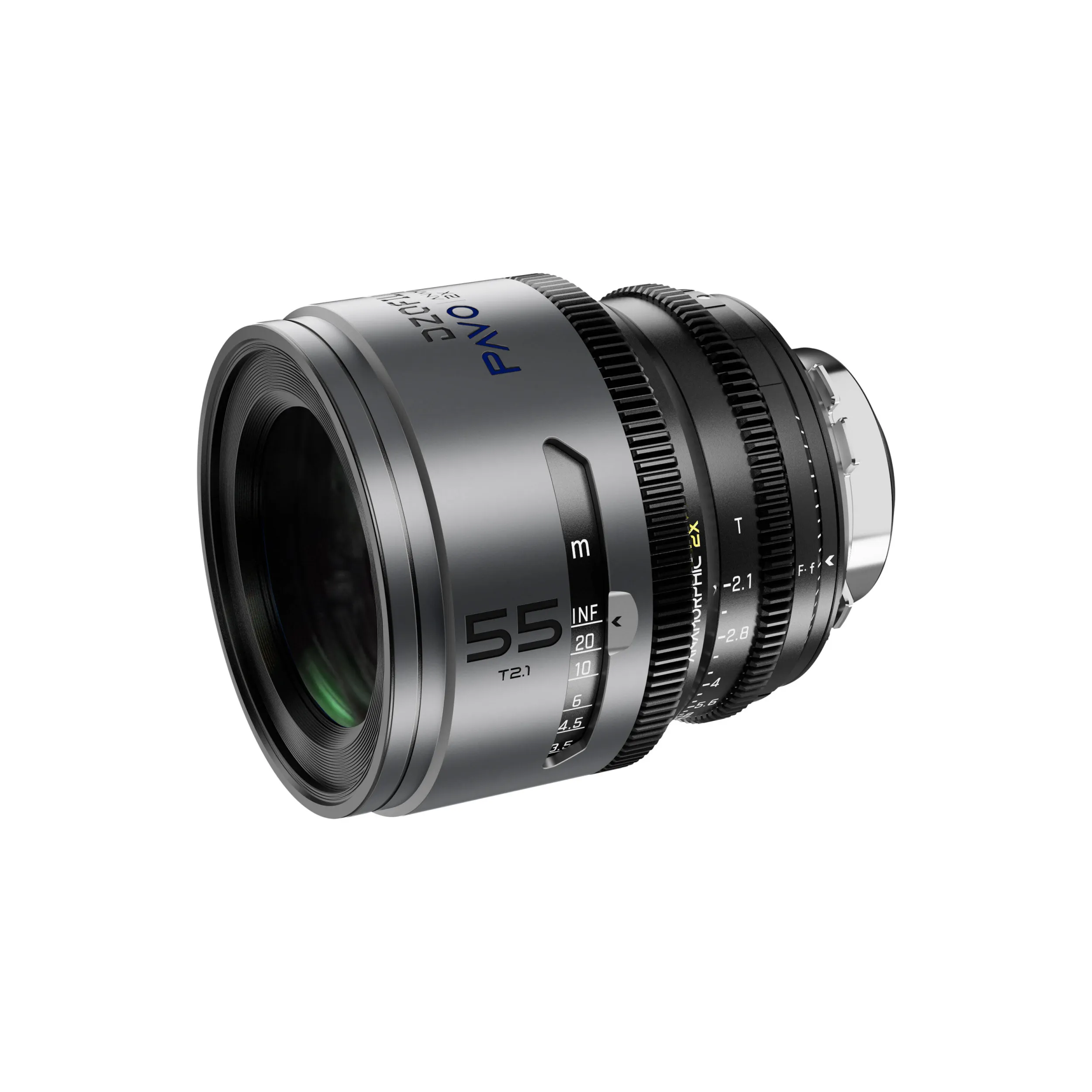 DZOFilm Pavo 2x anamorphic 6-lens set 28/32/40/55/75/100mm T2.1 - T2.4 (100mm) Blue Coating- PL&EF mount (feet)