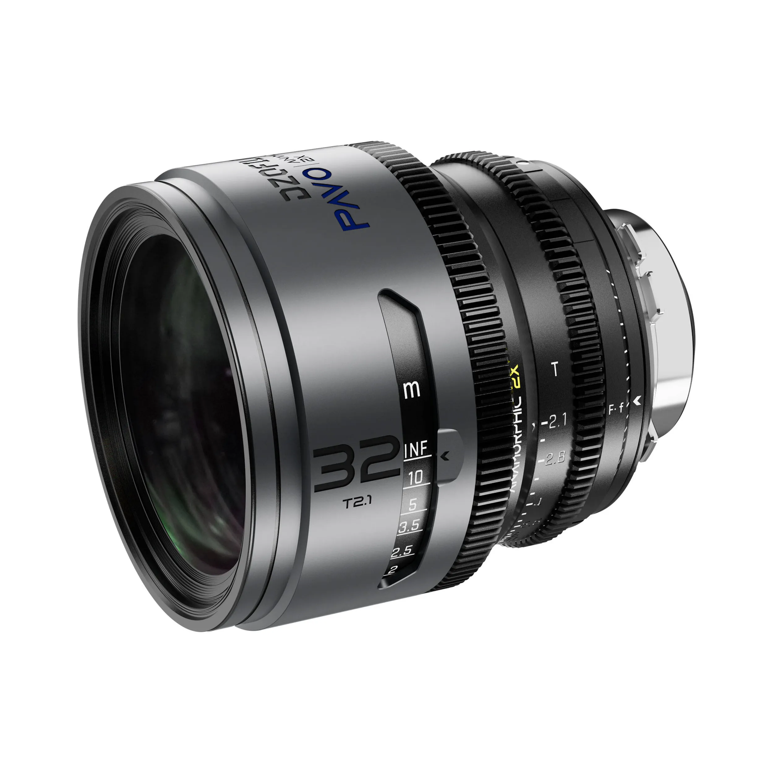 DZOFilm Pavo 2x anamorphic 6-lens set 28/32/40/55/75/100mm T2.1 - T2.4 (100mm) Blue Coating- PL&EF mount (feet)