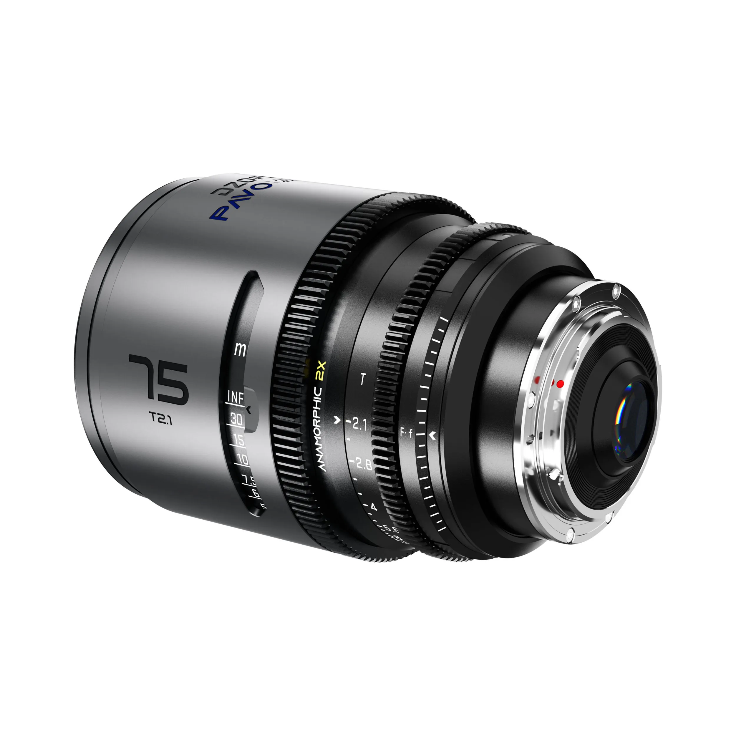 DZOFilm Pavo 2x anamorphic 6-lens set 28/32/40/55/75/100mm T2.1 - T2.4 (100mm) Blue Coating- PL&EF mount (feet)