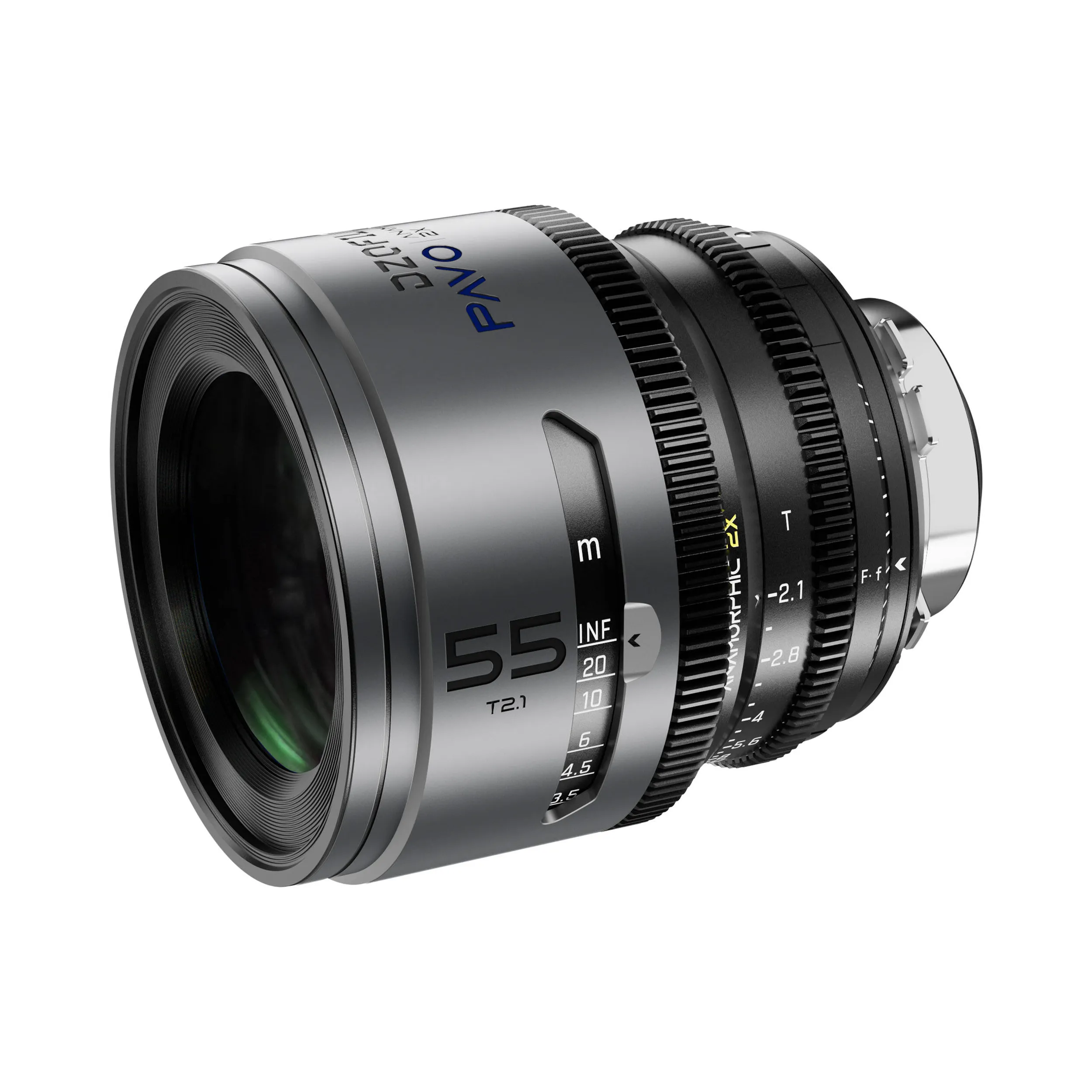 DZOFilm Pavo 2x anamorphic 6-lens set 28/32/40/55/75/100mm T2.1 - T2.4 (100mm) Blue Coating- PL&EF mount (feet)