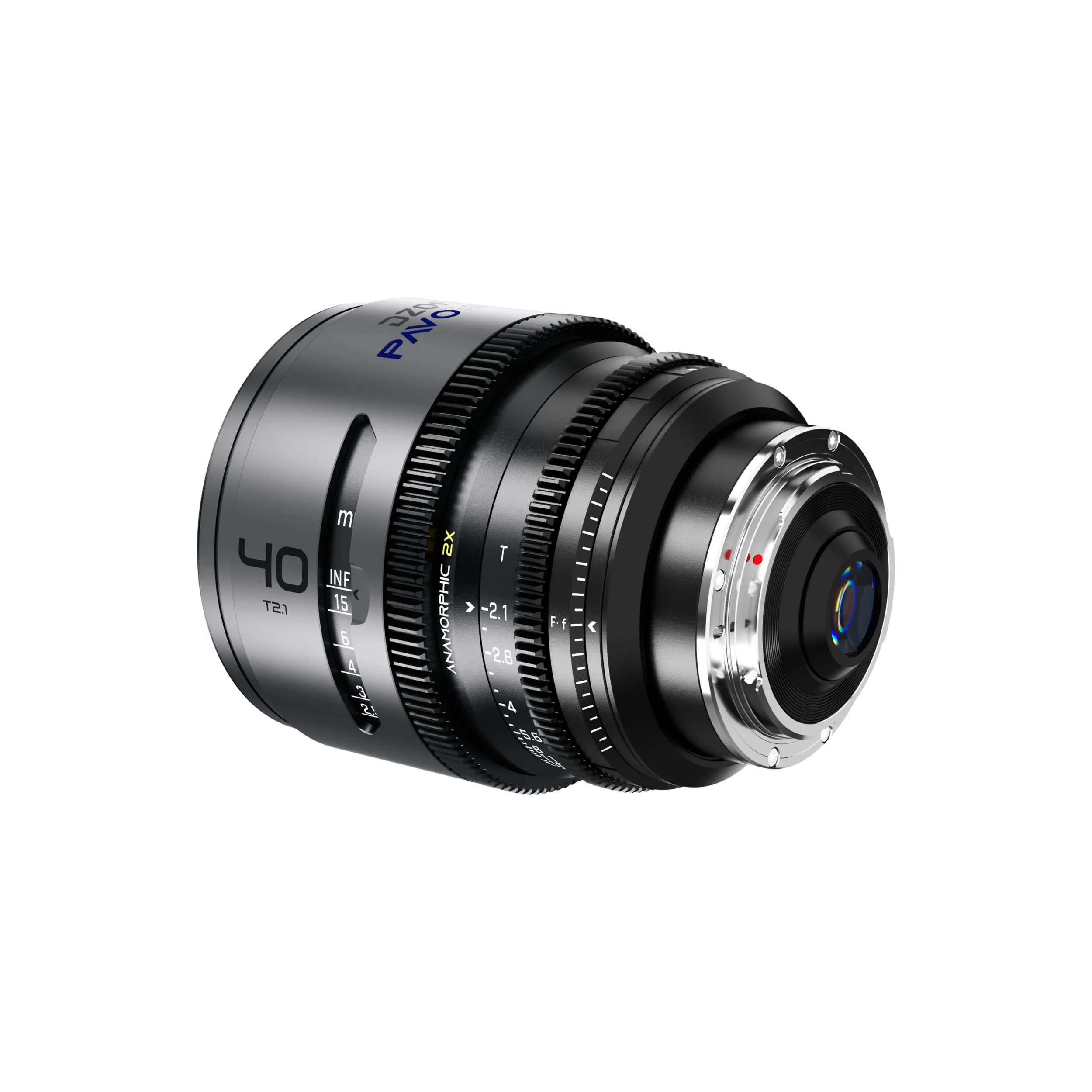 DZOFilm Pavo 2x anamorphic 6-lens set 28/32/40/55/75/100mm T2.1 - T2.4 (100mm) Blue Coating- PL&EF mount (feet)