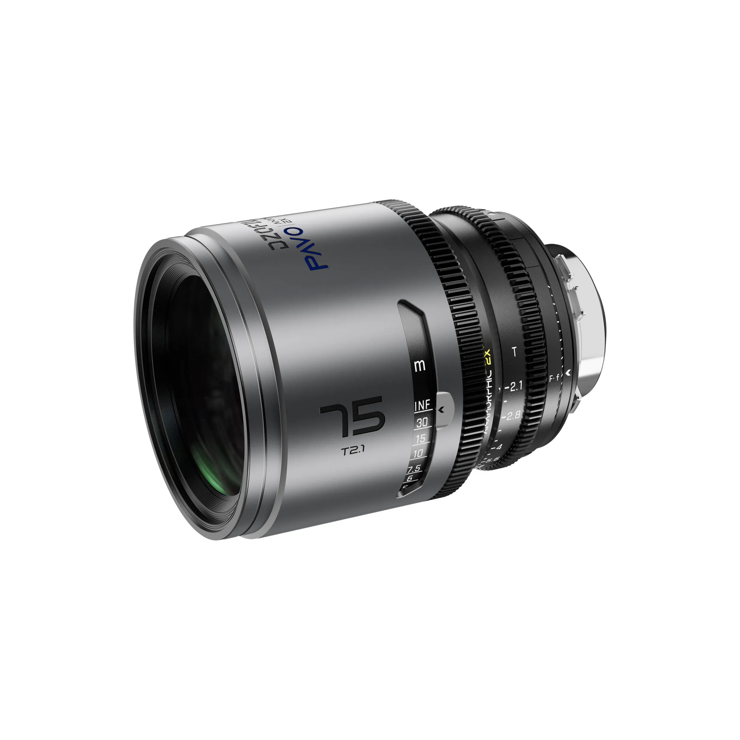 DZOFilm Pavo 2x anamorphic 6-lens set 28/32/40/55/75/100mm T2.1 - T2.4 (100mm) Blue Coating- PL&EF mount (feet)