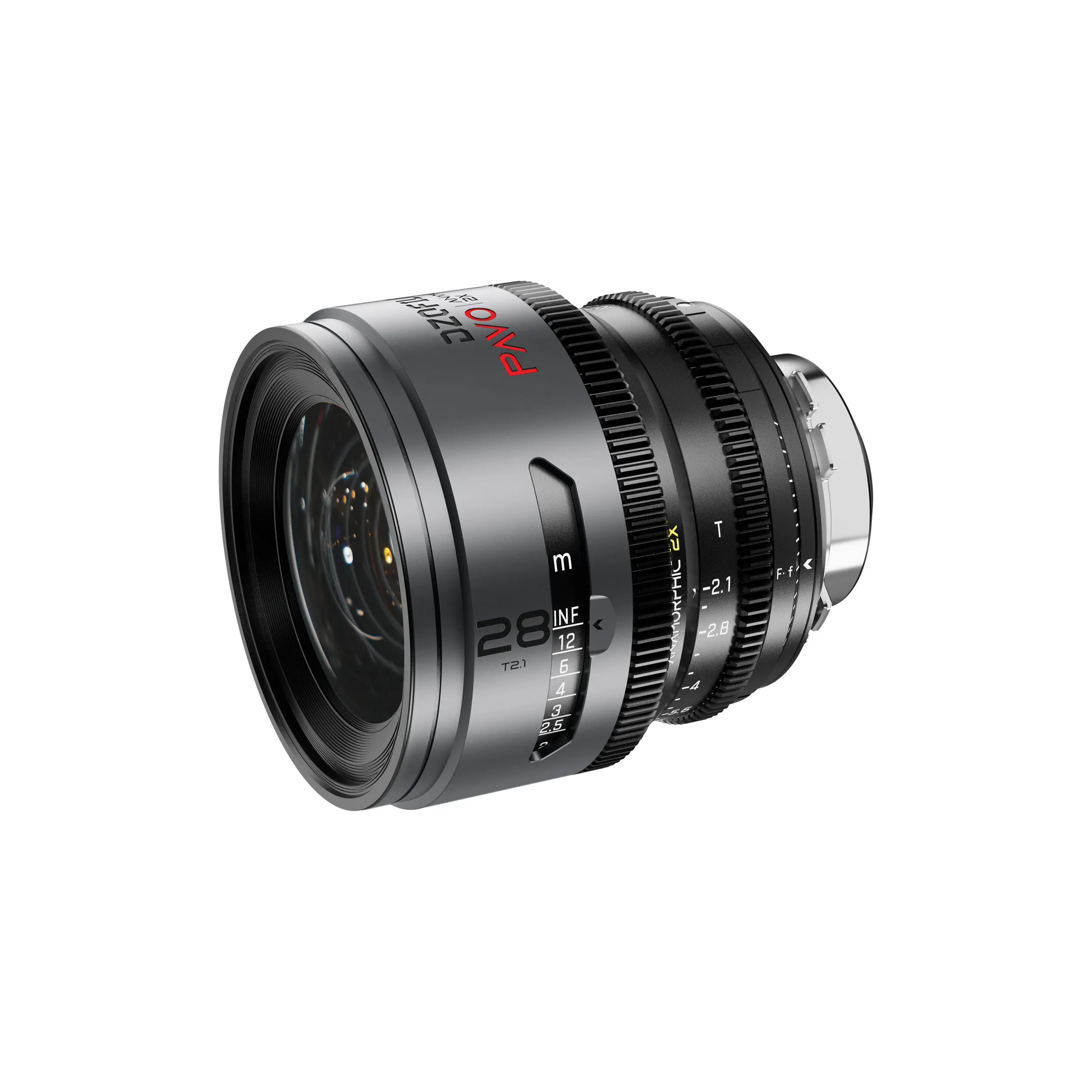 DZOFilm Pavo 2x anamorphic 6-lens set 28/32/40/55/75/100mm T2.1 -T2.4 (100mm) Neutral Coating- PL&EF mount (feet)