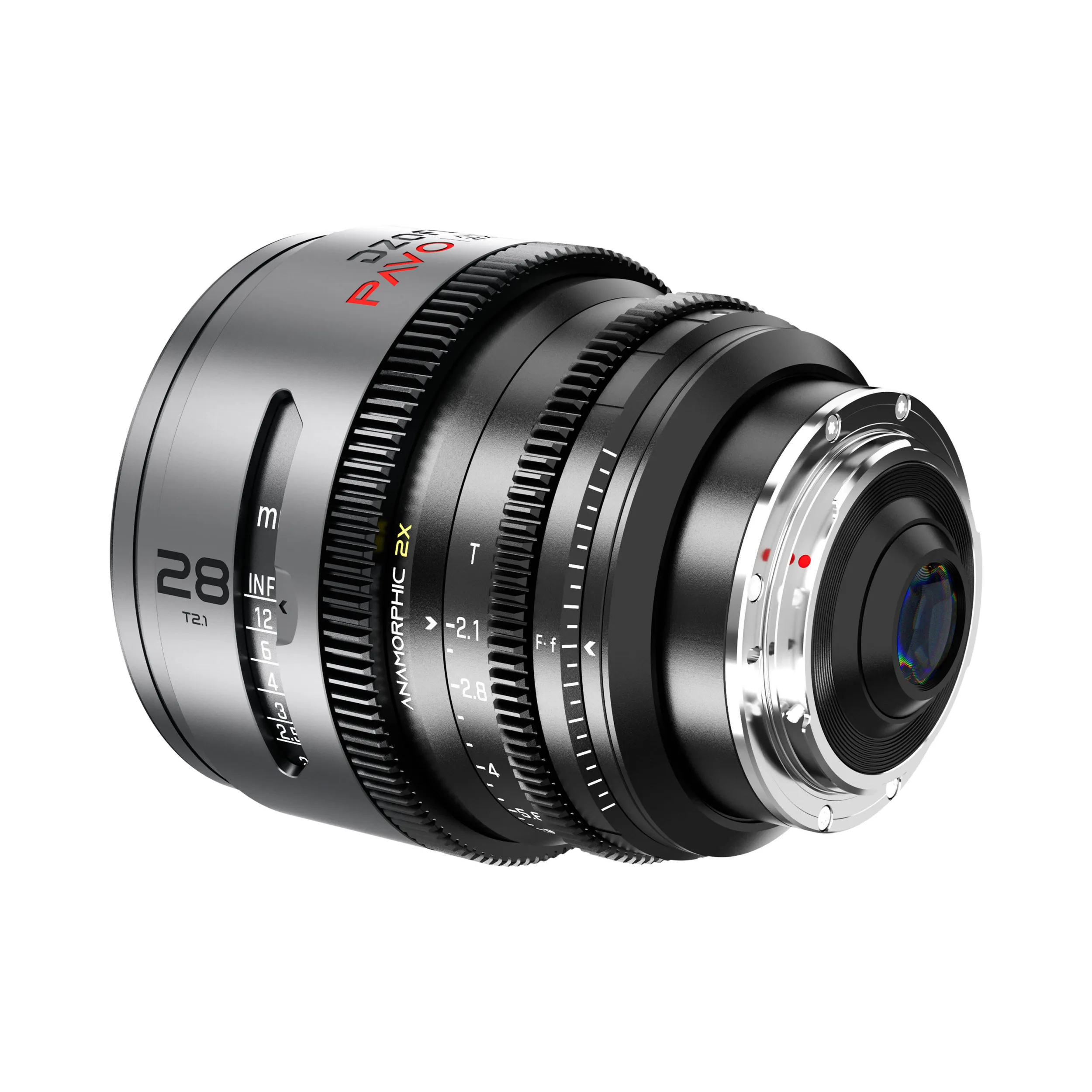 DZOFilm Pavo 2x anamorphic 6-lens set 28/32/40/55/75/100mm T2.1 -T2.4 (100mm) Neutral Coating- PL&EF mount (feet)