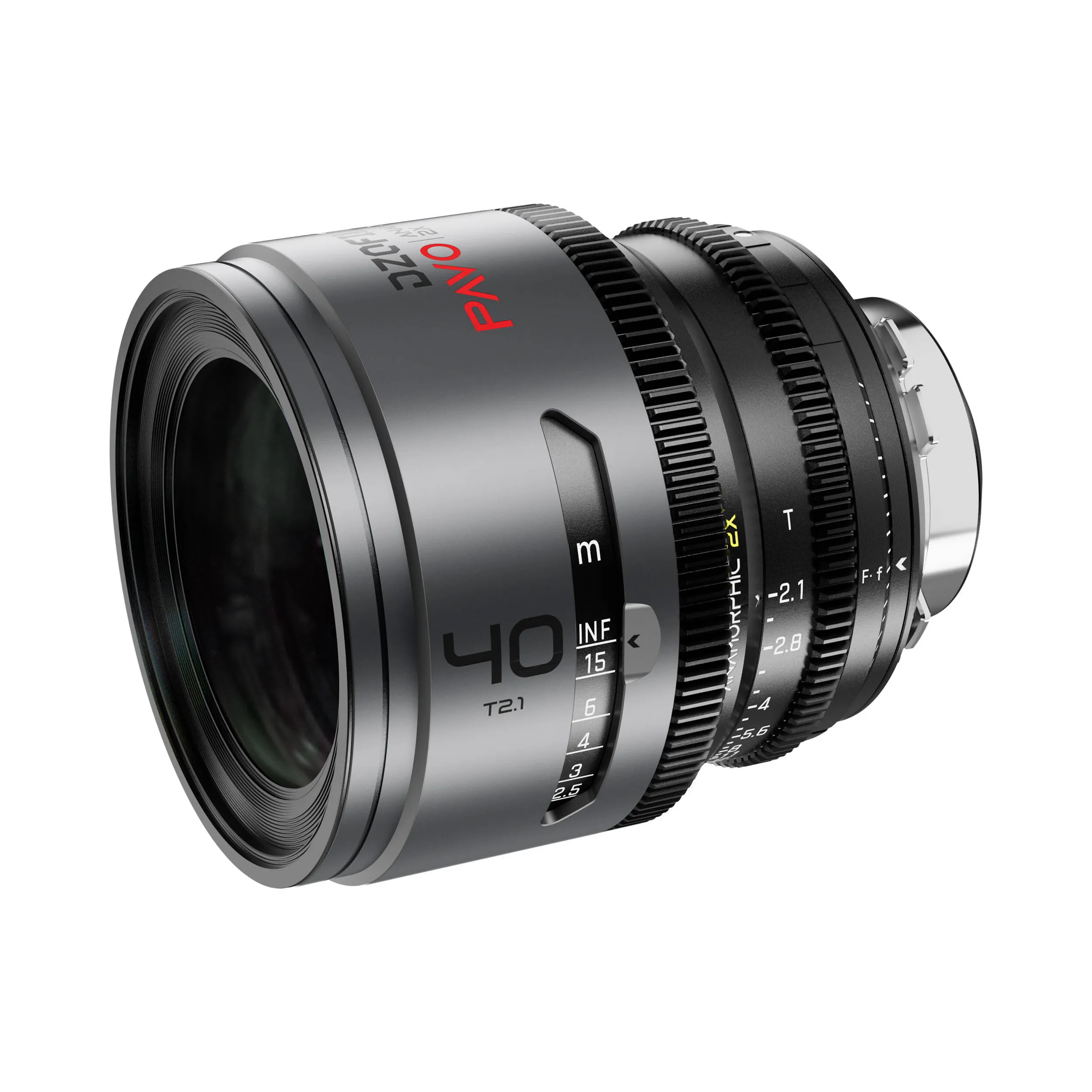 DZOFilm Pavo 2x anamorphic 6-lens set 28/32/40/55/75/100mm T2.1 -T2.4 (100mm) Neutral Coating- PL&EF mount (feet)