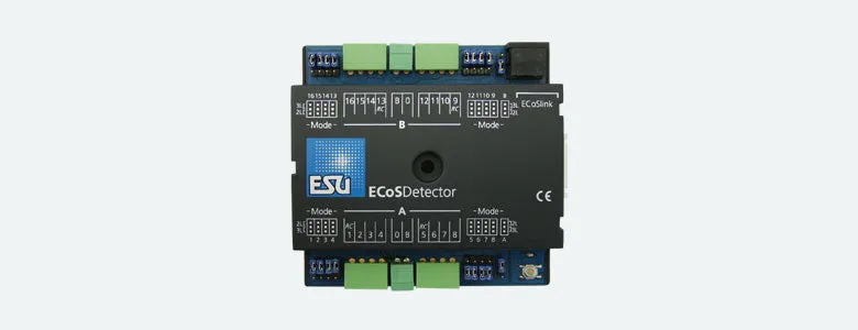 ESU HO 50094  ECoSDetector feedback module, 16 dig. inputs, therefrom 4 RailCom® feedbacks. For 2-digit or 3-digit operation, Optokoppler